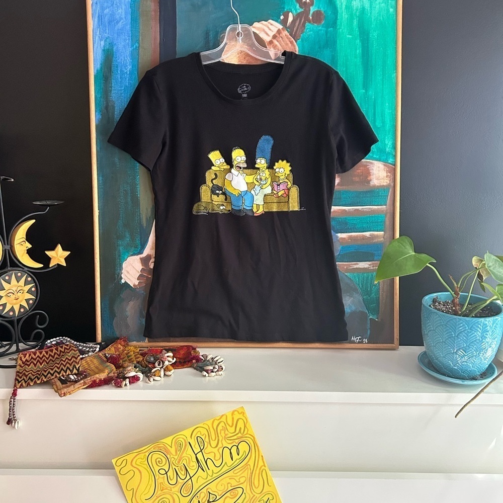 The Simpsons Black Cartoon Family Graphic Tee Small - Picture 13 of 14